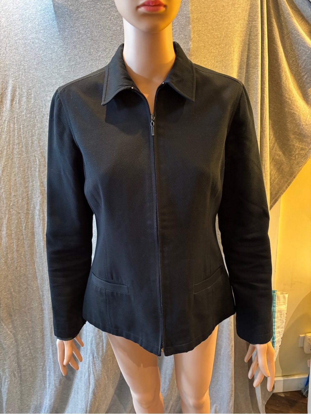Liz Claiborne Black Zip-Front Blazer Jacket